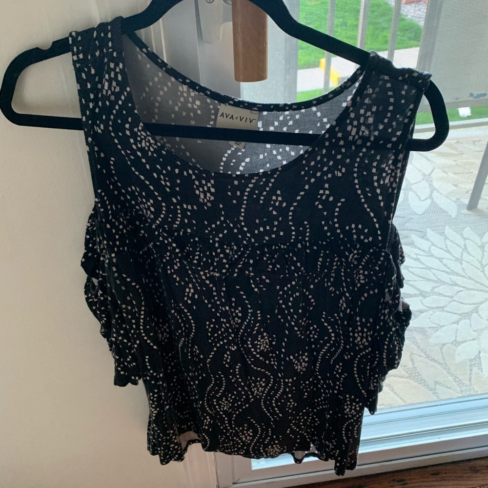 Off the shoulder black and white blouse